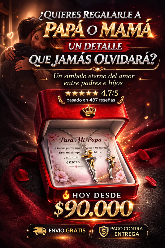 COLLAR MAMA E HIJO + COFRE DE LUJO +TARJETA