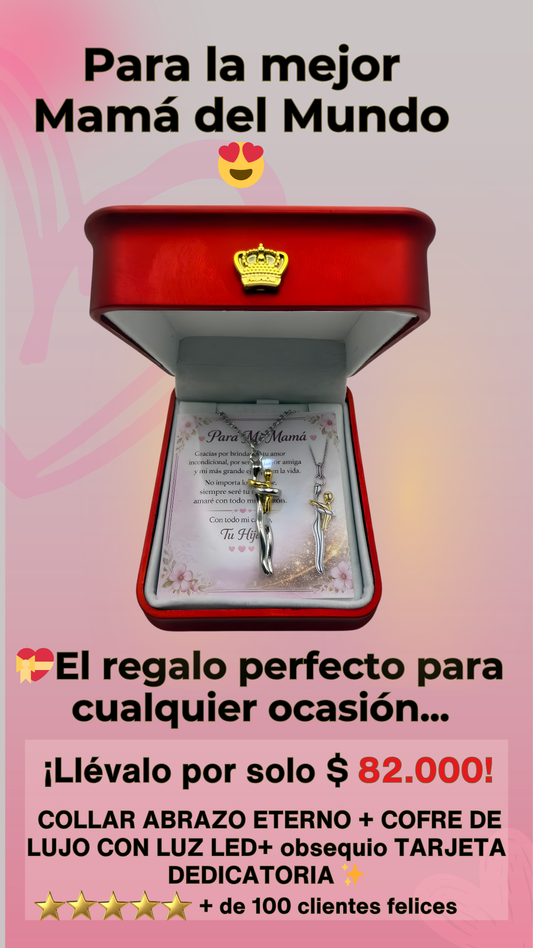 COLLAR MAMA E HIJO + COFRE DE LUJO +TARJETA